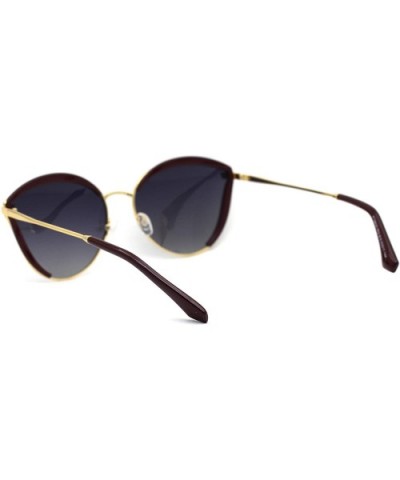 Womens Polarized Half Double Rim Butterfly Chic 90s Fashion Sunglasses - Burgundy Gold Smoke - C9192AHRH6T $6.66 Butterfly