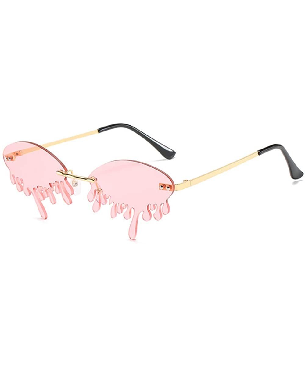 Color Lens Sunglasses Stylish Sunnies Eyewear Metal Sunglasses - 5016 - Pink(gold Frame) - C319CG0UNK3 $7.73 Shield