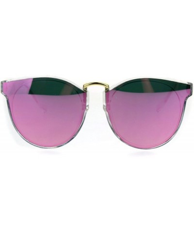Hipster Plastic Horned Rim Mens Metal Bridge Sunglasses - Clear Pink - CI186882K8Q $8.00 Rectangular