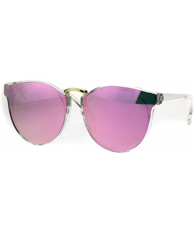 Hipster Plastic Horned Rim Mens Metal Bridge Sunglasses - Clear Pink - CI186882K8Q $8.00 Rectangular