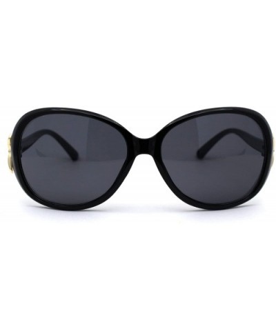 Classic Oversize Round Butterfly Designer Fashion Plastic Sunglasses - All Black - CN194KS242X $5.54 Oversized