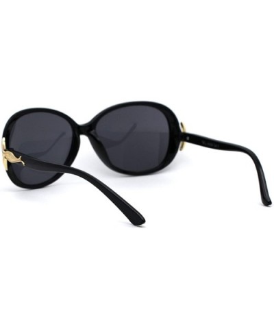 Classic Oversize Round Butterfly Designer Fashion Plastic Sunglasses - All Black - CN194KS242X $5.54 Oversized