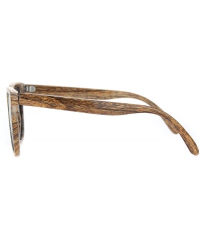 Mens Wood Grain Oversize Horn Rim Color Mirror Sunglasses - Medium Wood Blue Mirror - C218O3IY7I3 $7.10 Oversized