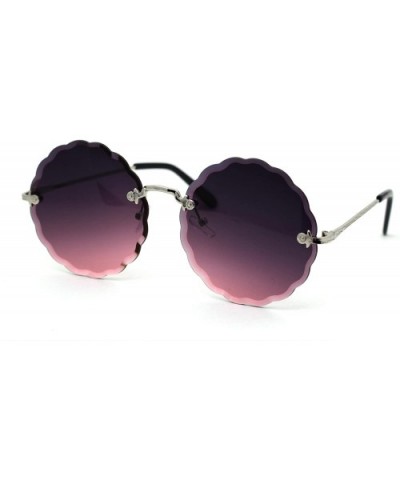 Womens Daisy Bevel Edge Flower Circle Lens Hippie Sunglasses - Silver Purple - CV18Y626NZ8 $10.48 Rimless