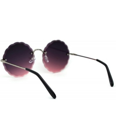 Womens Daisy Bevel Edge Flower Circle Lens Hippie Sunglasses - Silver Purple - CV18Y626NZ8 $10.48 Rimless