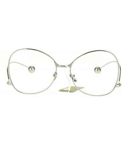 Womens Metal Rim Drop Temple Swan Oversize Clear Lens Eye Glasses - Silver - CI17Z7MA7ET $8.12 Butterfly