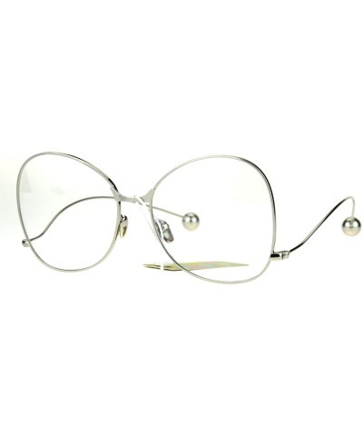 Womens Metal Rim Drop Temple Swan Oversize Clear Lens Eye Glasses - Silver - CI17Z7MA7ET $8.12 Butterfly