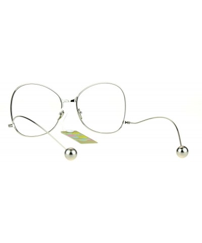 Womens Metal Rim Drop Temple Swan Oversize Clear Lens Eye Glasses - Silver - CI17Z7MA7ET $8.12 Butterfly