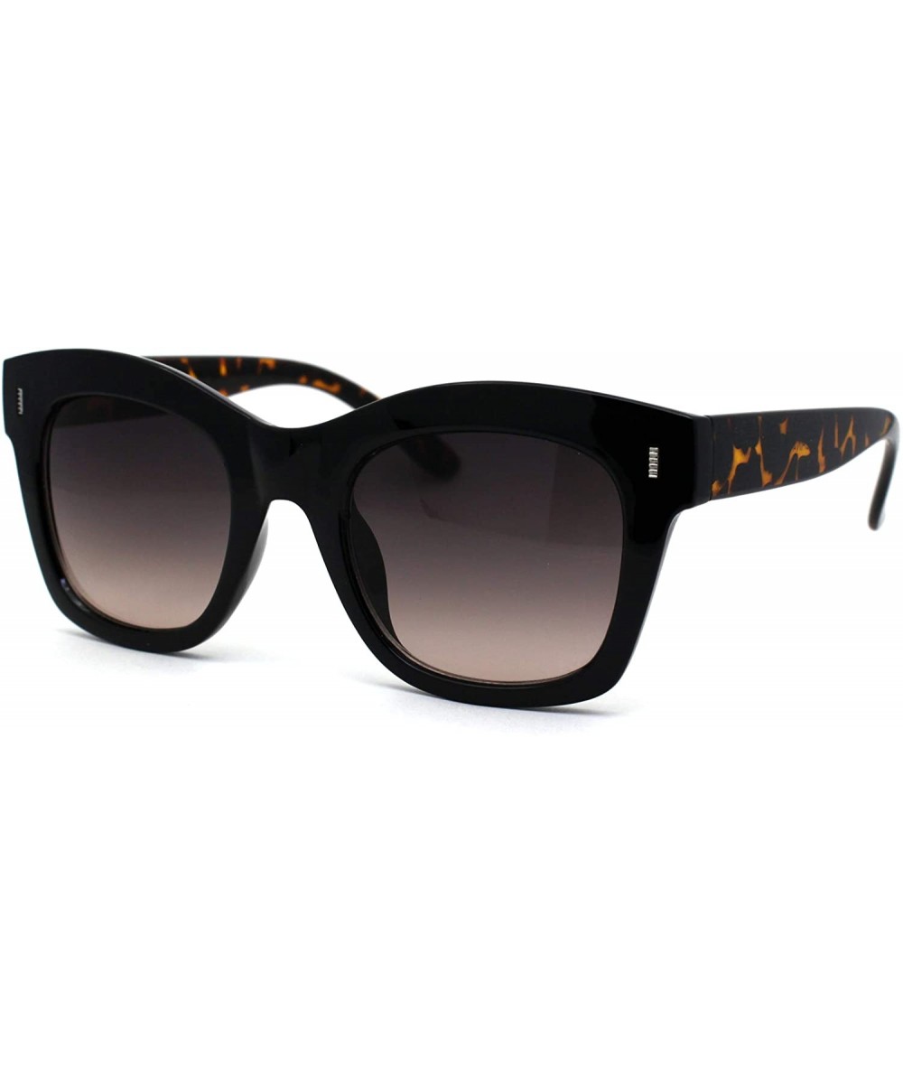 Womens Thick Plastic Horn Boyfriend Style Hipster Sunglasses - Black Tortoise Brown - C2196R62GNI $5.82 Rectangular