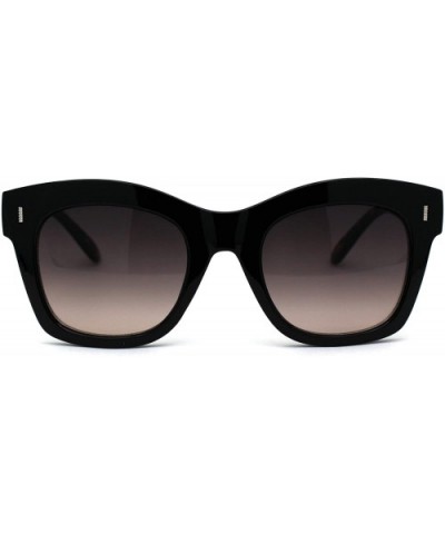 Womens Thick Plastic Horn Boyfriend Style Hipster Sunglasses - Black Tortoise Brown - C2196R62GNI $5.82 Rectangular