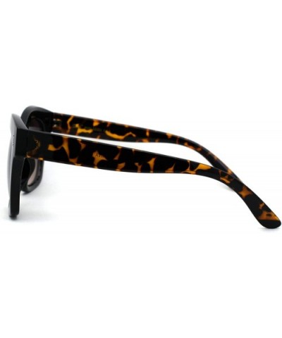 Womens Thick Plastic Horn Boyfriend Style Hipster Sunglasses - Black Tortoise Brown - C2196R62GNI $5.82 Rectangular