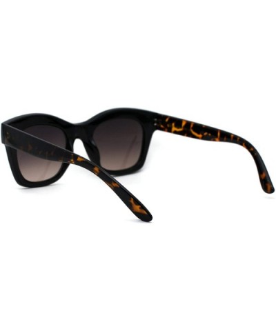 Womens Thick Plastic Horn Boyfriend Style Hipster Sunglasses - Black Tortoise Brown - C2196R62GNI $5.82 Rectangular