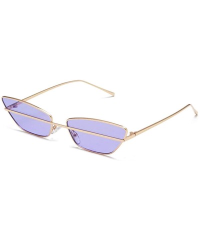 Personalized cat eye sunglasses metal sunglasses female punk glasses-Gold frame through purple tablets - CK197ZN830I $12.90 S...