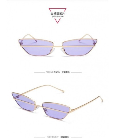 Personalized cat eye sunglasses metal sunglasses female punk glasses-Gold frame through purple tablets - CK197ZN830I $12.90 S...