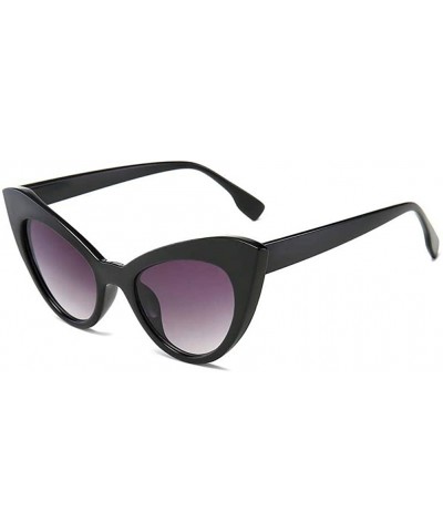 Women Cat Eye Shape Large Frame Fashion Sunglasses All Matching Glasses - C1 Bright Black Frame Double Gray Lens - CJ18WU3Z7U...