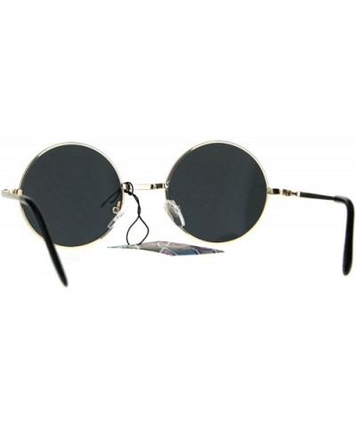 Flat Panel Classic Round Circle Lens Hippie 70s Sunglasses - Gold Black - CS189LWHLME $8.34 Round