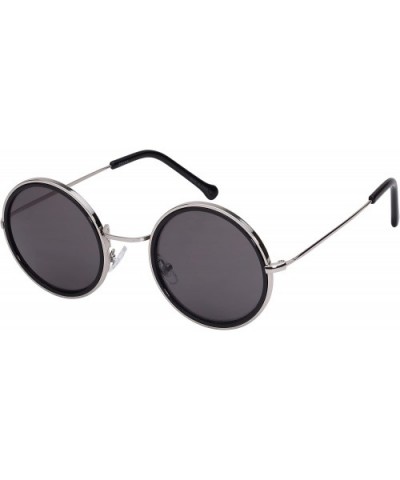 2016 Fashion Round Circle Sunglasses w/Color Mirror Lens 25103-REV - Black - C512FNDDZE3 $5.85 Round