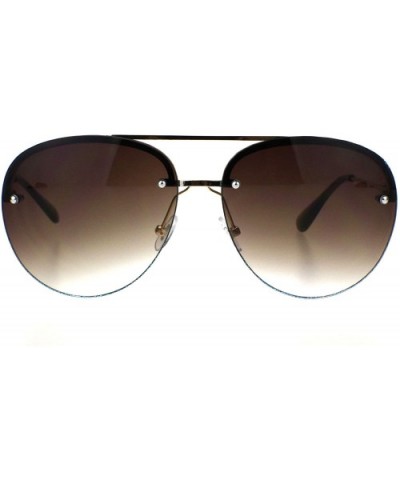 Womens Glitter Edge Trim Luxury Designer Rimless Pilots Sunglasses - Gold Blue Brown - CS18Q79IS0R $7.81 Rimless