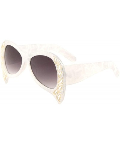 Upside Down Cat Eye Frontal Color Print Sunglasses - White - CO19888WDHG $9.76 Cat Eye
