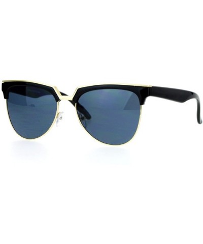 Hipster Retro Half Horn Rim Cat Eye Sunglasses - Black Gold Black - CW12FV994K3 $10.78 Cat Eye