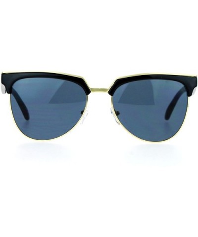 Hipster Retro Half Horn Rim Cat Eye Sunglasses - Black Gold Black - CW12FV994K3 $10.78 Cat Eye