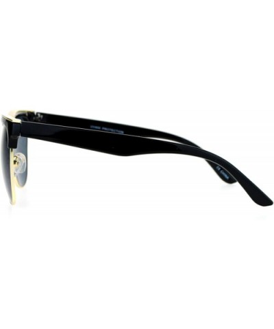 Hipster Retro Half Horn Rim Cat Eye Sunglasses - Black Gold Black - CW12FV994K3 $10.78 Cat Eye