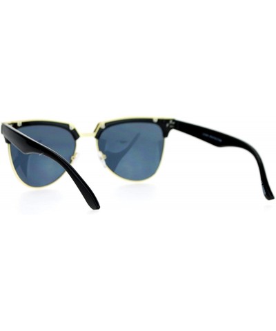 Hipster Retro Half Horn Rim Cat Eye Sunglasses - Black Gold Black - CW12FV994K3 $10.78 Cat Eye