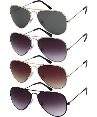 Retro Classic Style Metal Aviators with Gradient Mirror Lens - Black - CT12FN9HZXJ $7.88 Aviator