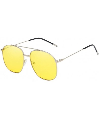 Vintage Fashion Lady Aviator round Metal Driving Glasses Sunglasses UV400 - Silver-yellow - CQ18XKEKN5Z $6.96 Aviator