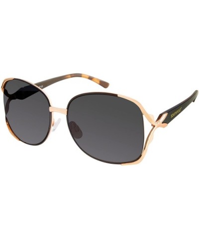Women's 453SP Rectangular Vented Sunglassess with 100% UV Protection - 58 mm - Gold/ Black - C4180ZDAI5U $16.37 Rectangular