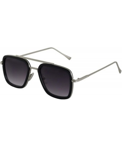 Retro Aviator Sunglasses Square Metal Frame for Men Women Spider Man Sunglasses - Silver - CX18W7UK3EX $10.83 Round