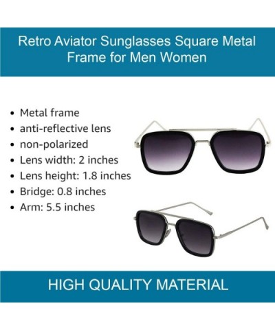 Retro Aviator Sunglasses Square Metal Frame for Men Women Spider Man Sunglasses - Silver - CX18W7UK3EX $10.83 Round