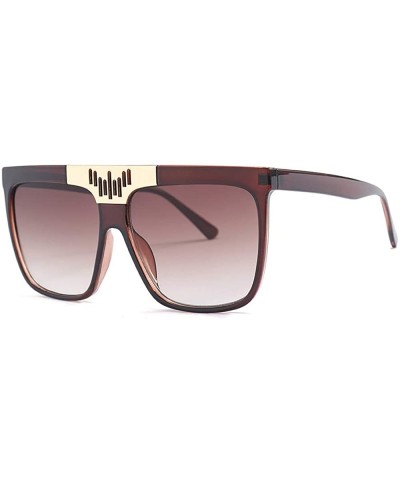 Hot New Fashion Large Frame Luxury Brand Design Women Sunglasses UV400 - Brown - C318NOCUGND $7.80 Square