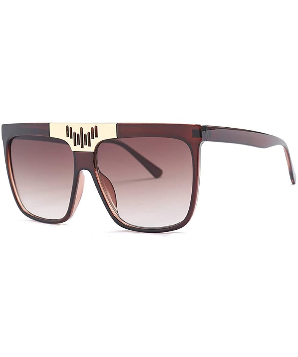 Hot New Fashion Large Frame Luxury Brand Design Women Sunglasses UV400 - Brown - C318NOCUGND $7.80 Square