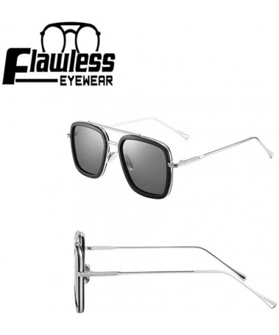 Retro Aviator Sunglasses Square Metal Frame for Men Women Spider Man Sunglasses - Silver - CX18W7UK3EX $10.83 Round