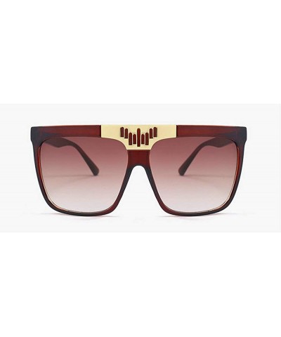 Hot New Fashion Large Frame Luxury Brand Design Women Sunglasses UV400 - Brown - C318NOCUGND $7.80 Square