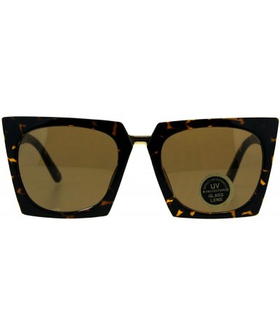 Impact Resistant Glass Lens Sunglasses Womens Oversized Square Fashion - Tortoise - CX18GQTRKEI $7.18 Oversized