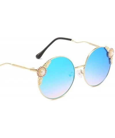 Classic Retro Designer Style Round Frame Pearl Sunglasses for Women Metal Resin UV 400 Protection Sunglasses - CA18SAT900A $1...