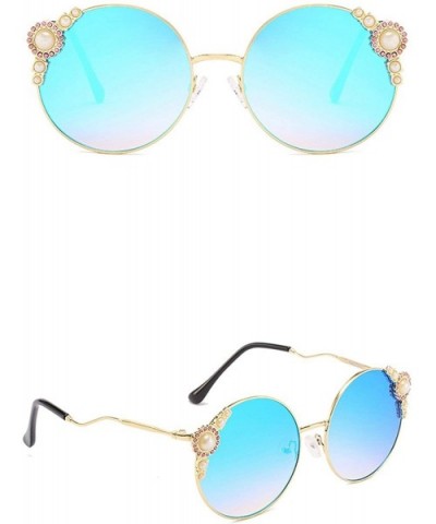 Classic Retro Designer Style Round Frame Pearl Sunglasses for Women Metal Resin UV 400 Protection Sunglasses - CA18SAT900A $1...