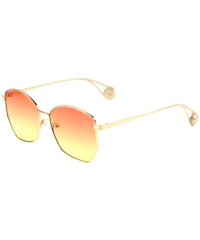 Geometric Thin Frame Oceanic Color Pearl Ear Sunglasses - Orange - C1197XQ0YIY $8.56 Butterfly