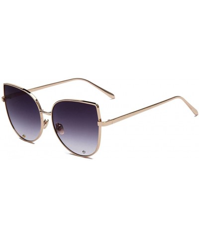 Cat Eye Designer Sunglasses For Women Metal Frame Diamond Lens 60mm - Gold/Grey - C912FU83901 $15.62 Rectangular