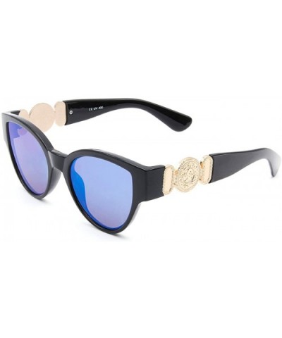 Retro Cat Eye Sunglasses Hiphop Sun Glasses High Fashion Luxury Gold Millionaire Rapper Swag Glasses - Blue - CO18WNEHWXK $6....