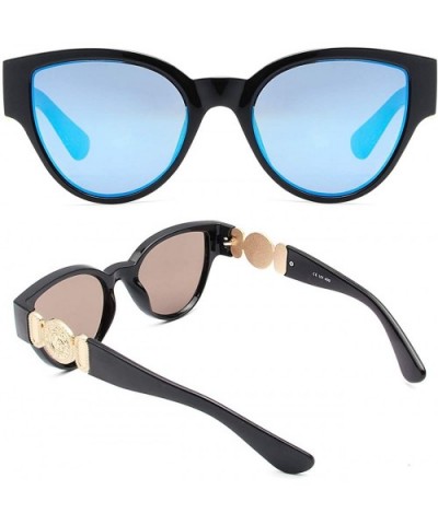 Retro Cat Eye Sunglasses Hiphop Sun Glasses High Fashion Luxury Gold Millionaire Rapper Swag Glasses - Blue - CO18WNEHWXK $6....