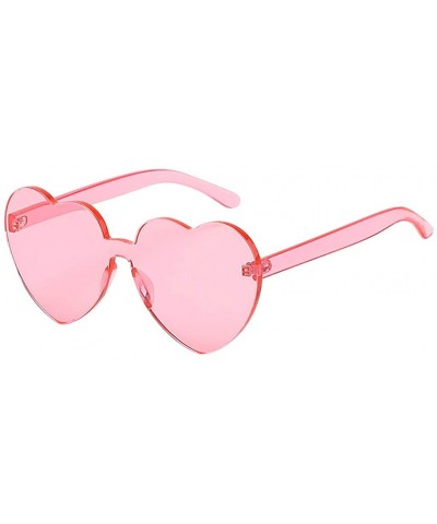 Unisex Stylish Sunglasses Heart Shaped Rimless Sunglasses Transparent Candy Color Frameless Glasses - Pink - CV193XEL58T $3.7...
