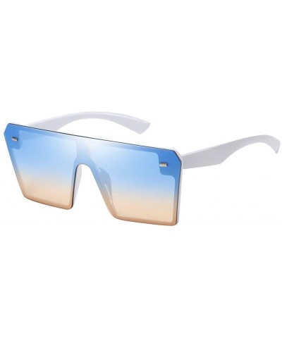 Unisex Oversize Square Sunglasses Glasses Shades Vintage Retro Style (A) - A - C918UT5DTMW $5.34 Oversized