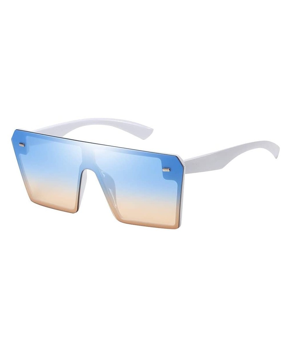 Unisex Oversize Square Sunglasses Glasses Shades Vintage Retro Style (A) - A - C918UT5DTMW $5.34 Oversized