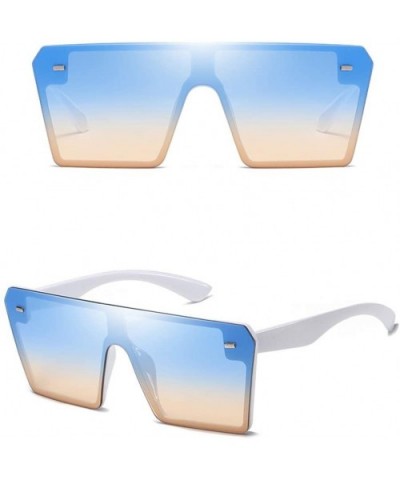 Unisex Oversize Square Sunglasses Glasses Shades Vintage Retro Style (A) - A - C918UT5DTMW $5.34 Oversized