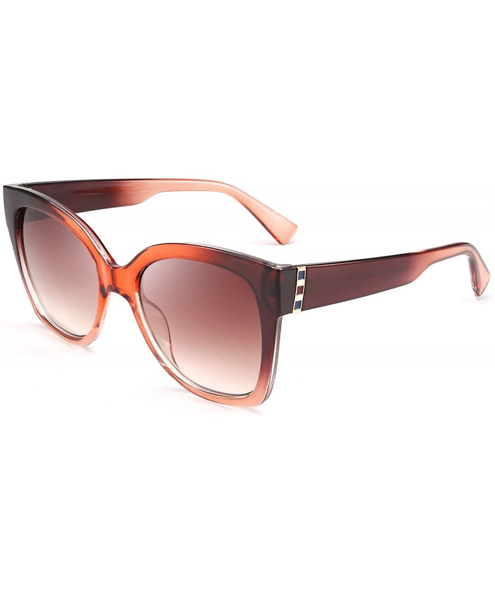 Retro Oversized Square Sunglasses Stylish Colorful Frame Chic Eyewear for Woman and Men B2597 - 05 Elegant Brown - CJ197HIZGH...