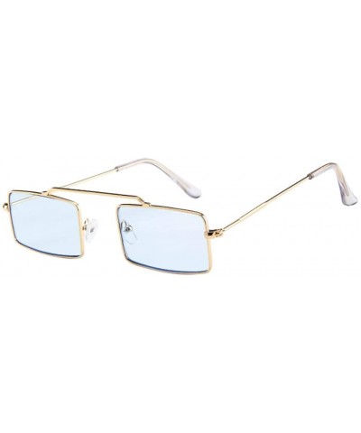 Slender Square Sunglasses Retro Small Rectangle Metal Frame UV Protection - A - CV190NDITH4 $5.41 Square