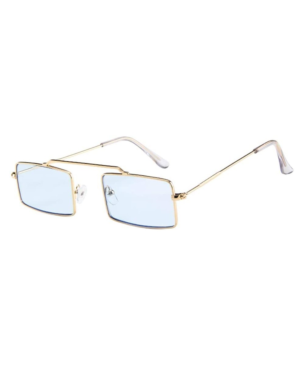 Slender Square Sunglasses Retro Small Rectangle Metal Frame UV Protection - A - CV190NDITH4 $5.41 Square